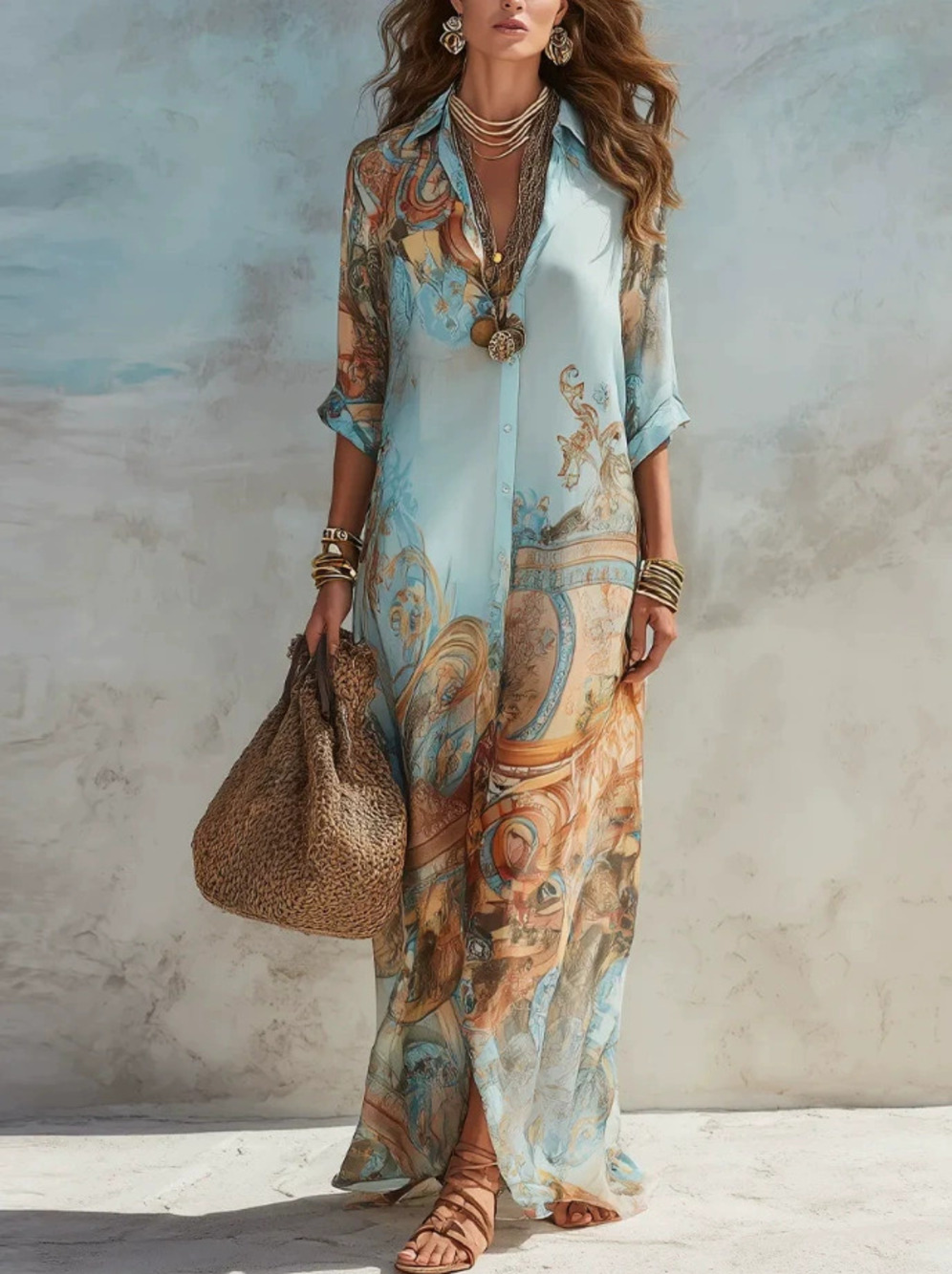 ZARA Digital Print Fresh Retro Flowy Dress
